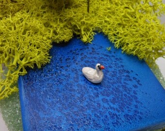 Miniature White Swan-3/8' tall-Polymer Clay Swan
