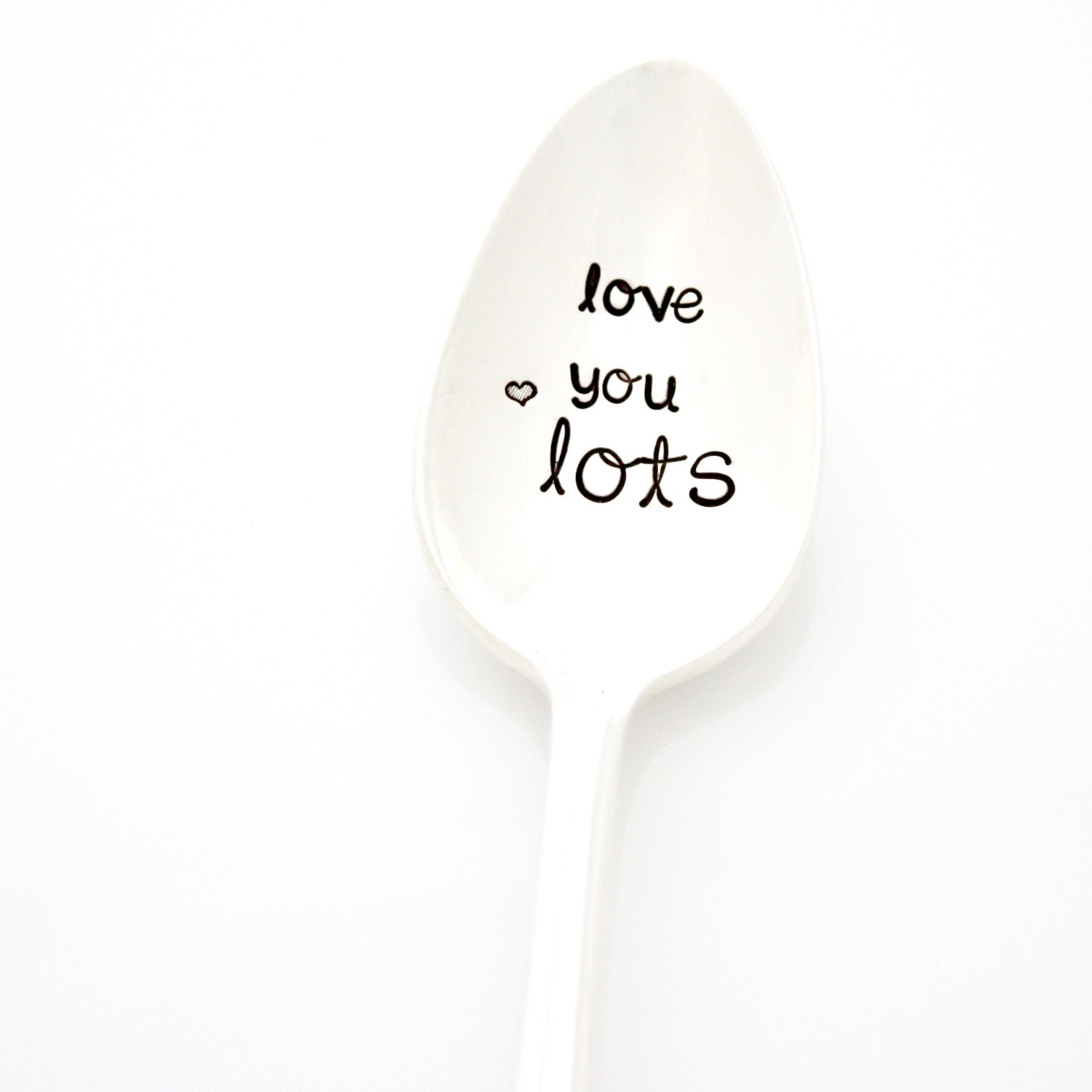 Love You Lots Hand stamped spoon. Vintage silverware with