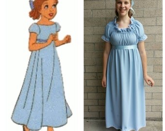 Upcycled Peter Pan Costume, Wendy Darling Costume (Light Blue Dress) Tinkerbell and Friends, Ladies Small