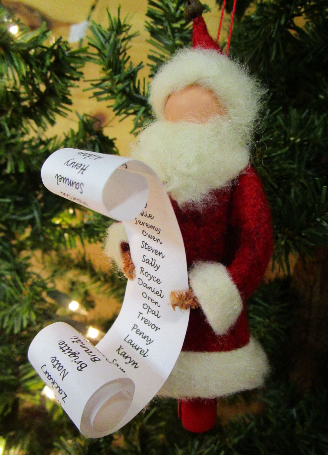 Santa Claus Ornament Clothespin Traditional Santa with List