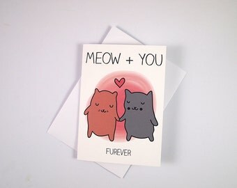 Cat valentines card - I like Cats - cat anniversary card - Cat puns - Funny cat card - Engagement card - romantic cat card - cats - Love