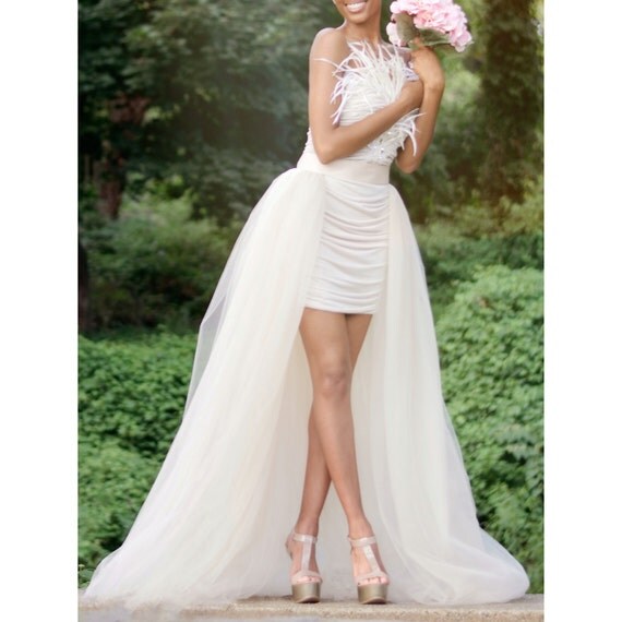detachable tulle overskirt wedding