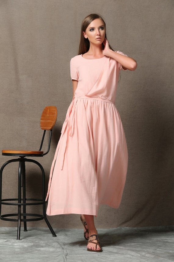 Pink linen dress maxi dresses womens dresses midi dress