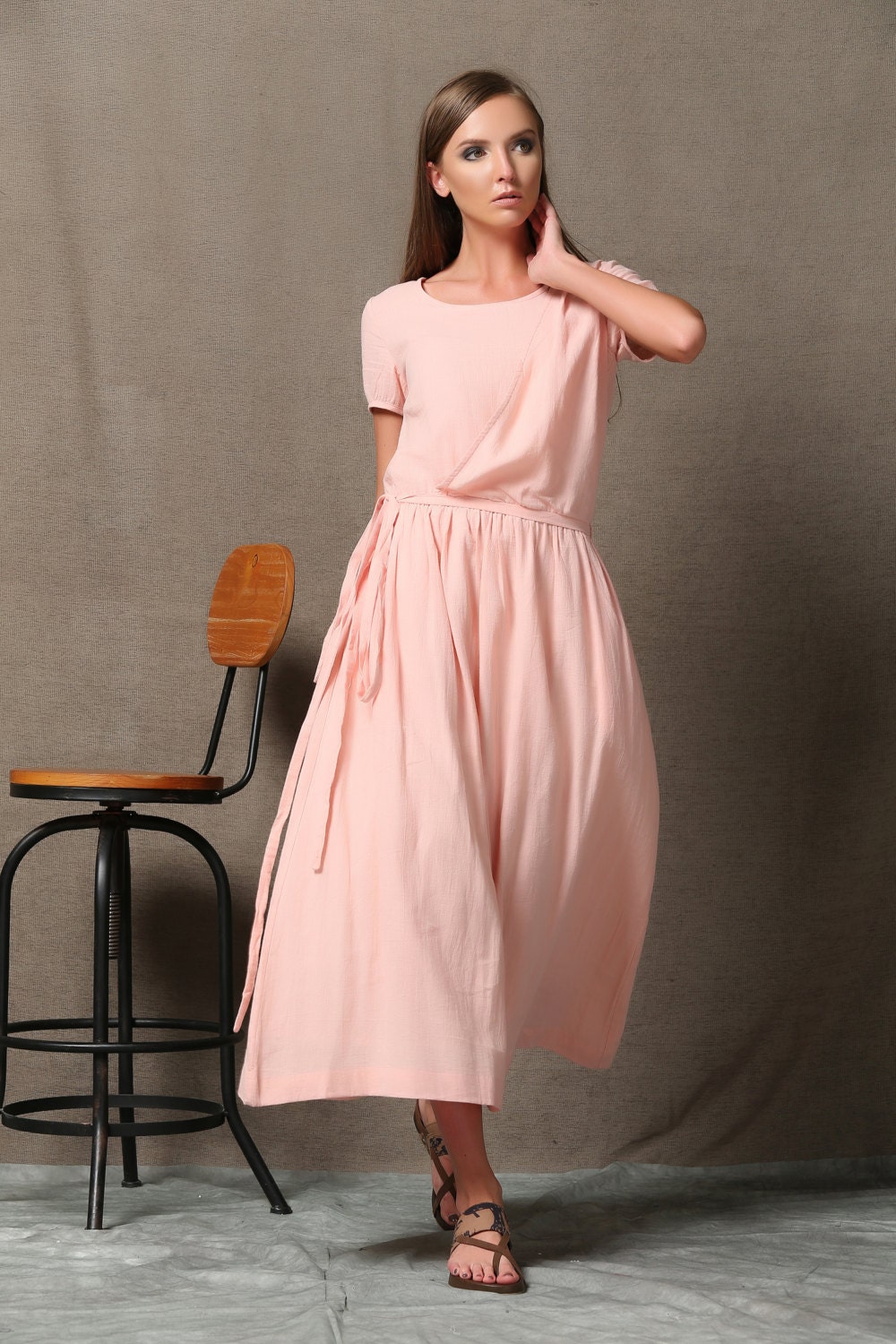 Pink linen dress maxi dresses womens dresses midi dress