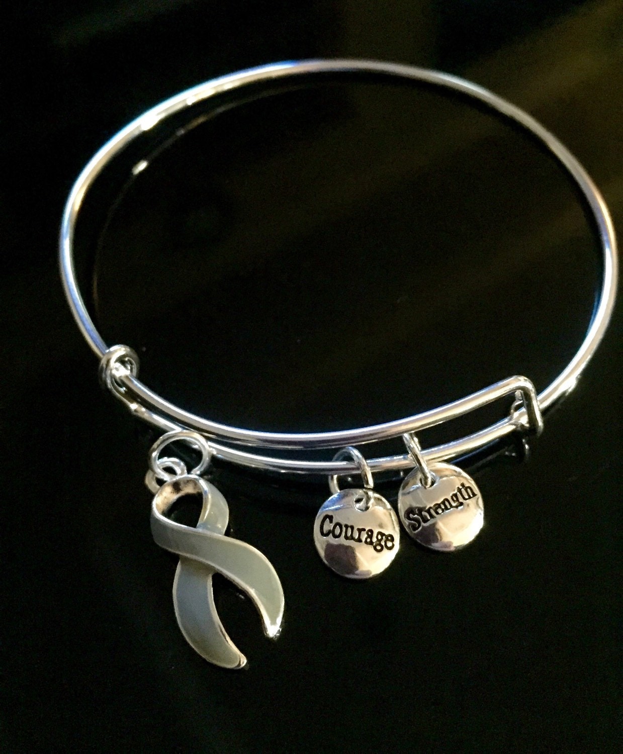 Brain Cancer Awareness Bracelet Silver by RockYourCauseJewelry