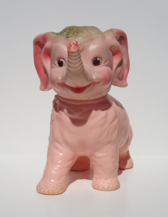 pink elephant squeaky dog toy