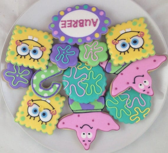 Spongebob Cookies by Whoosbakery on Etsy