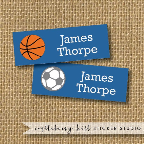 Sports school labels sports name labels by CastleberryHill on Etsy