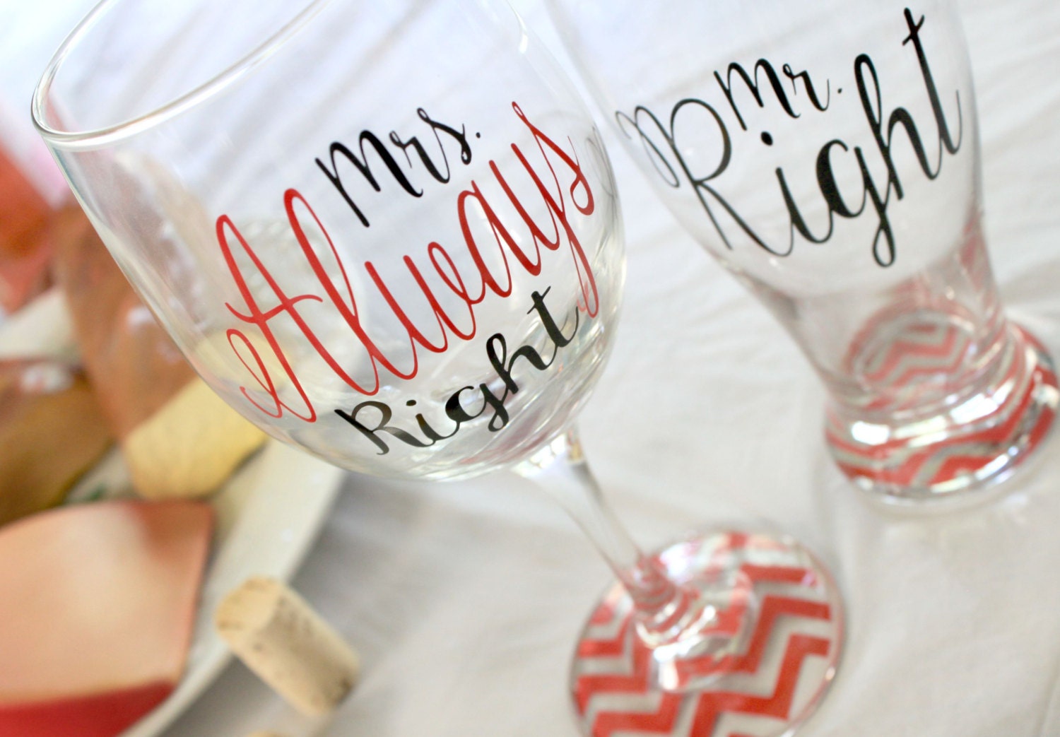 Wedding glasses Mr and Mrs Wine Glasses Bridal Shower Gift