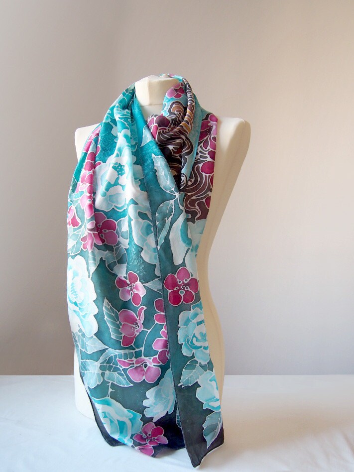 mask silk scarf hair silk rose scarf on scarf Etsy MinkuLUL Turquoise turquoise by