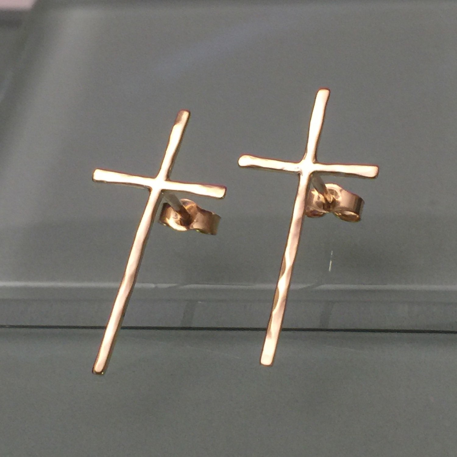 14k Gold Cross Earrings 14k Cross Earrings 14k by EllynBlueJewelry