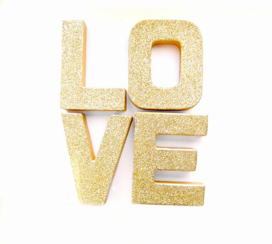 Gold Glitter Love Letters Glitter Letters Custom Ornament