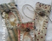 Folk Art Primitive  Christmas Stocking Ornaments With Santa Photos, Old World Vintage Images on Holiday Stockings,Things To Add To A Package