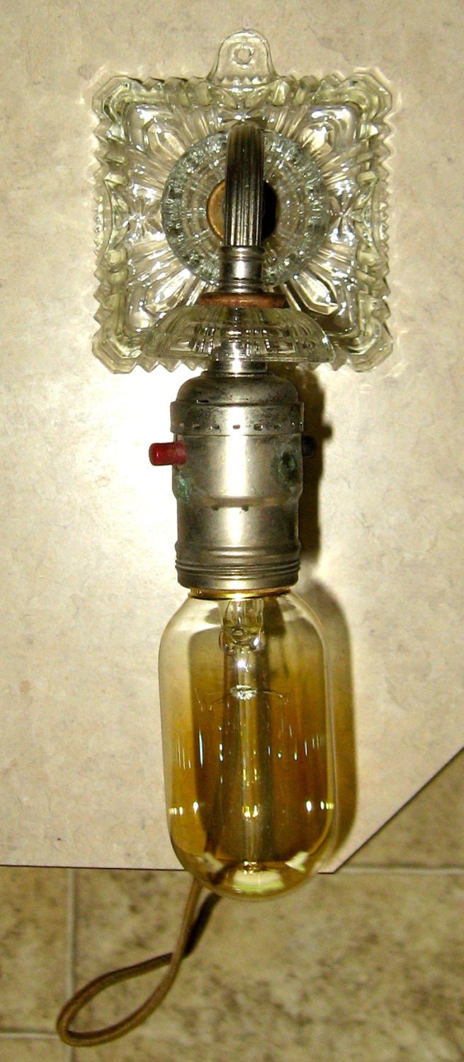 Vintage Glass Wall Sconce Original Wiring Art Deco Boudoir