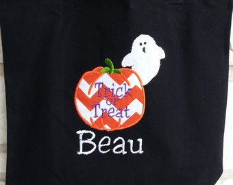 Halloween appliquéd Trick-or-Treat bag with monogrammed name
