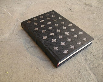 SALE Leather journal 21 x 14.5 cm with impressed metal foil diary scketchbook gift idea