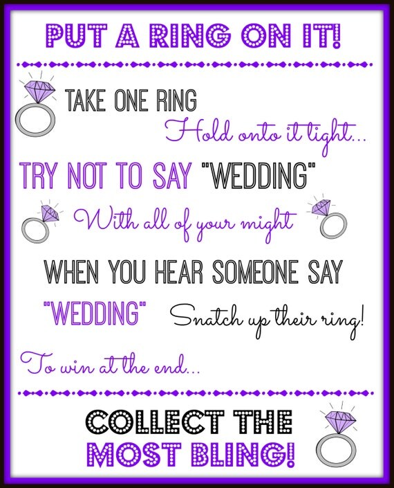 for decoration wedding games a Bridal Bachelorette Ring Put Fun by It on Shower or