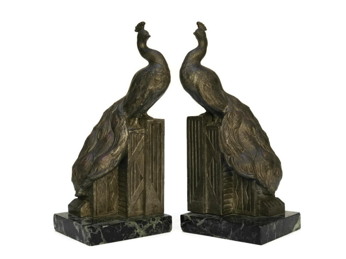 Art Deco Peacock Bookends. Vintage Peacock by LeBonheurDuJour