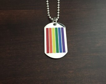 Rainbow Necklace, Dog Tag Necklace, Rainbow Dog Tag, Dog Tags, Rainbow, Rainbow Jewelry, Rainbow Pendant, Silver Necklace, Necklace
