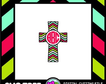 Cross Monogram Chevron Cross SVG Files DXF Files Vector Art Cricut Design Space Silhouette Studio Digital Cut Files