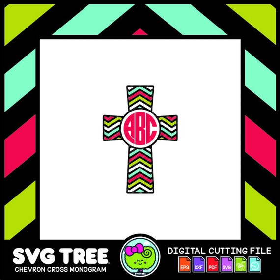 Download Items similar to Cross Monogram, Chevron Cross, SVG Files, DXF Files, Vector Art, Cricut Design ...