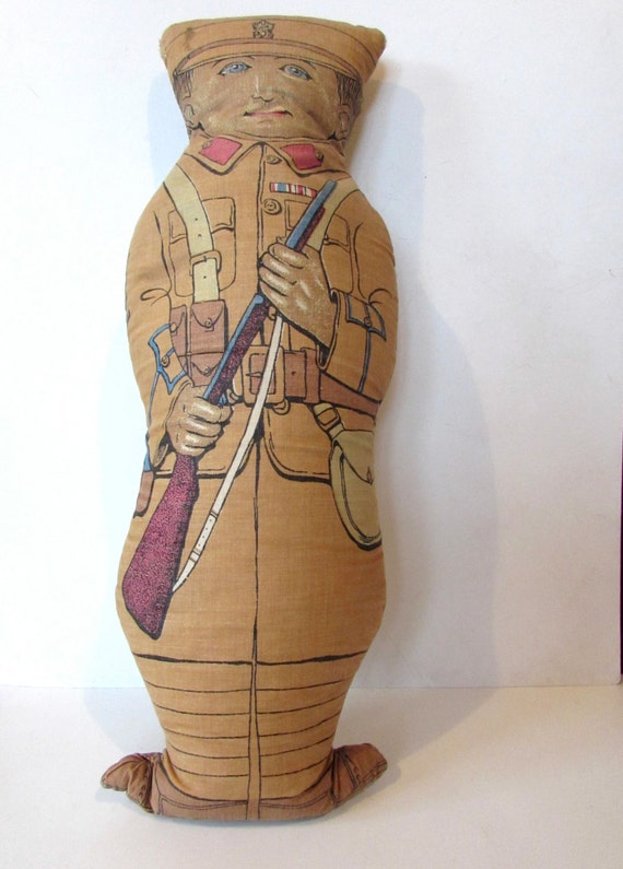 Soilder Rag Large Vintage Cut Out Rag Doll Showing World War 1 Printed