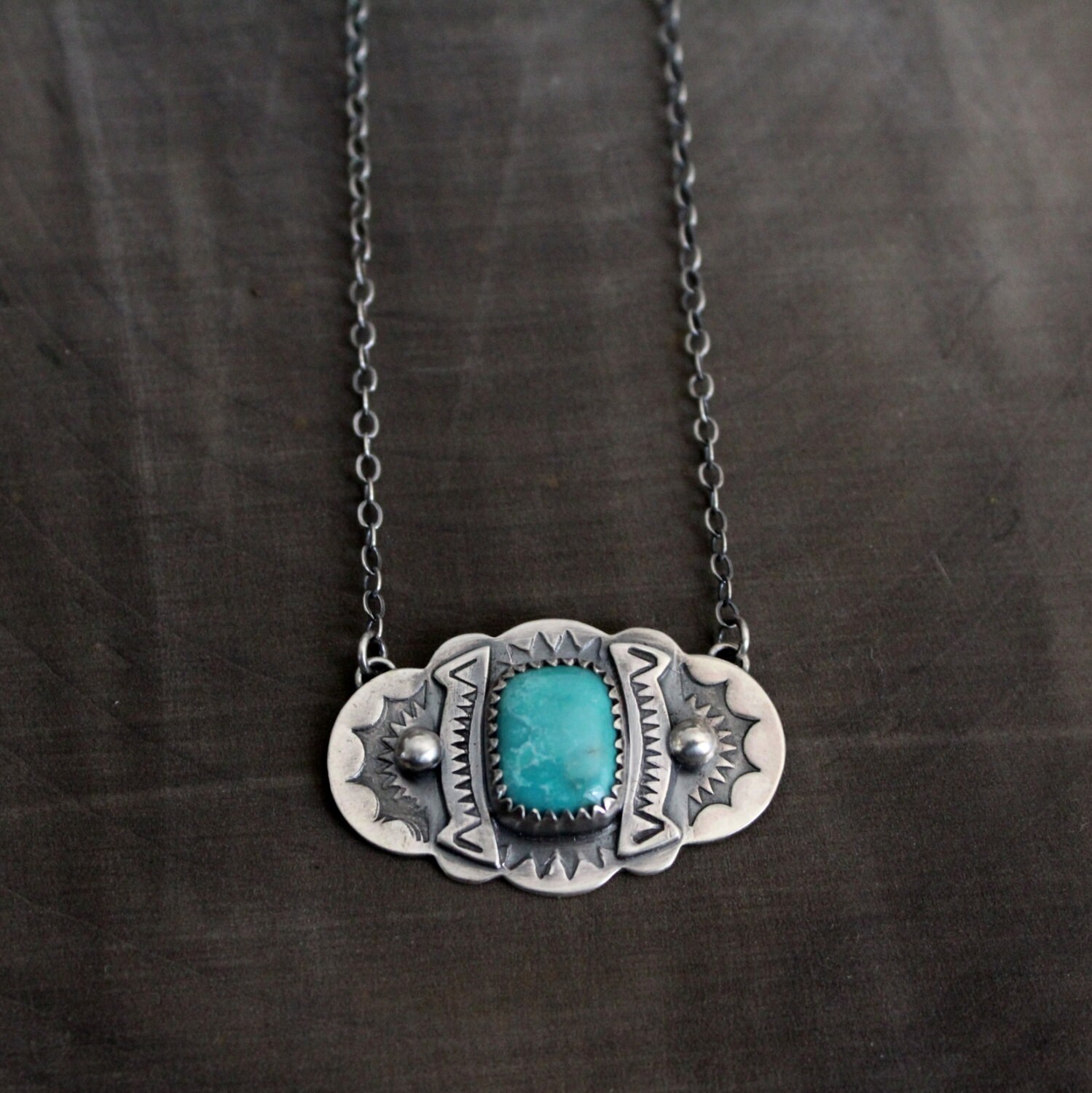 Silver Necklace With Turquoise Pendant Photos