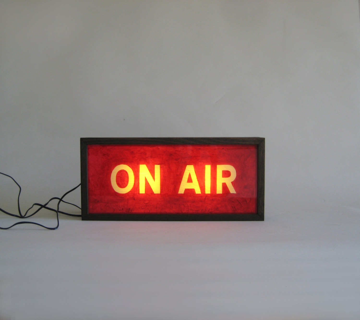 Hand Painted On Air Sign in Red background / Vintage Wooden