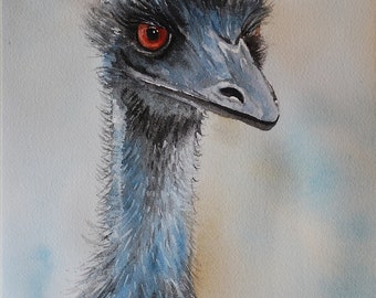 Emu Painting, PRINT, Watercolour Painting, Home decor, Australian Art Emu painting, Australian outback, Fine Art Print, Free Shipping