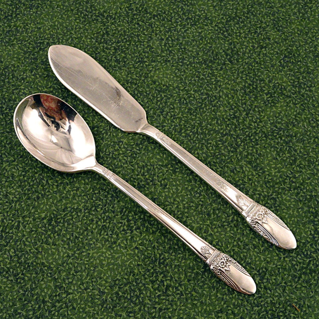 2 Pc. Master Butter Knife Sugar Spoon 1847 Rogers Bros First