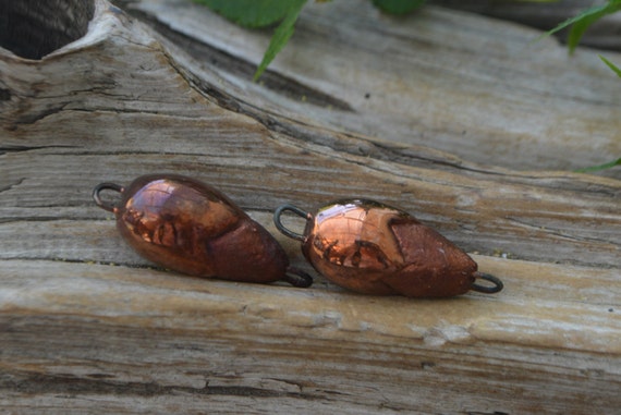 Gilded Buds-  Handmade Porcelain Raku Connectors