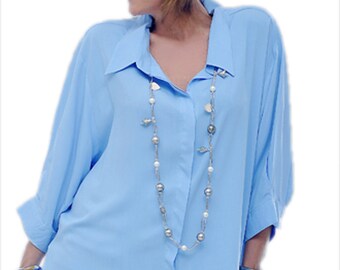 Plus Size Clothing 1X 2X 3X | Women's Button Down Top | 3/4 Cuff Long Sleeve | Plus Size Tunic Shirt | Plus Size Clothes 1x 2x 3x