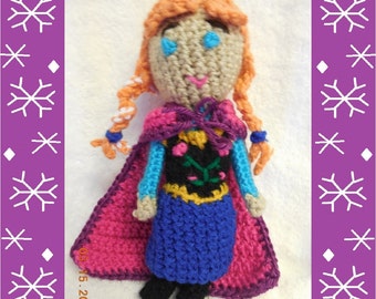 Crochet Princess Doll With Removable Cape Inspired by Anna from Frozen
