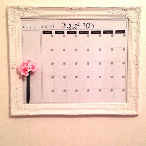 White Baroque Framed Dry Erase Calendar By Downtownalyshop On Etsy