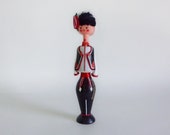Wooden Doll Bottle Wooden Boy in traditional Bulgarian costume Rose Oil Perfume Container  Souvenir from Bulgaria Handmade