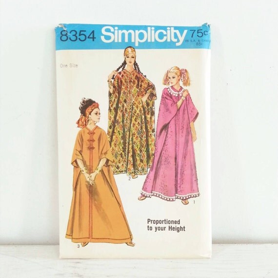 vintage caftan sewing pattern 1960s diy muumuu