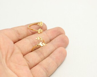 22k Gold Plated Leaf Rings , 16-17mm Leaf Rings, Leaf Jewelry, Gold Plated Rings, LA , BRT280