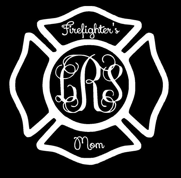 Download Firefighter's Mom Monogram Initials Decal Maltese Cross