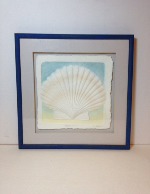 SALE Sea Shell Art Vintage Cast Paper Sculpture by HeirloomDecor