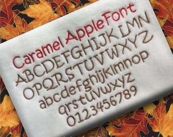 Caramel Apple BX Font Alphabet Lettering Machine Embroidery Design Pattern INSTANT DOWNLOAD Digital File Fall Autumn Halloween Thanksgiving