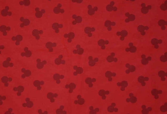 Mickey Mouse Fabric By the Yard, Half, Fat Quarter Head Shadows on Red 100% Cotton Quilting Apparel Fabric BTY t6/40