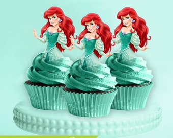 Ariel Cupcake Toppers, The Little Mermaid, Princess Ariel, Disney Princess, Ariel Birthday, Cinderella Party, Ariel Cake Topper, Decoration