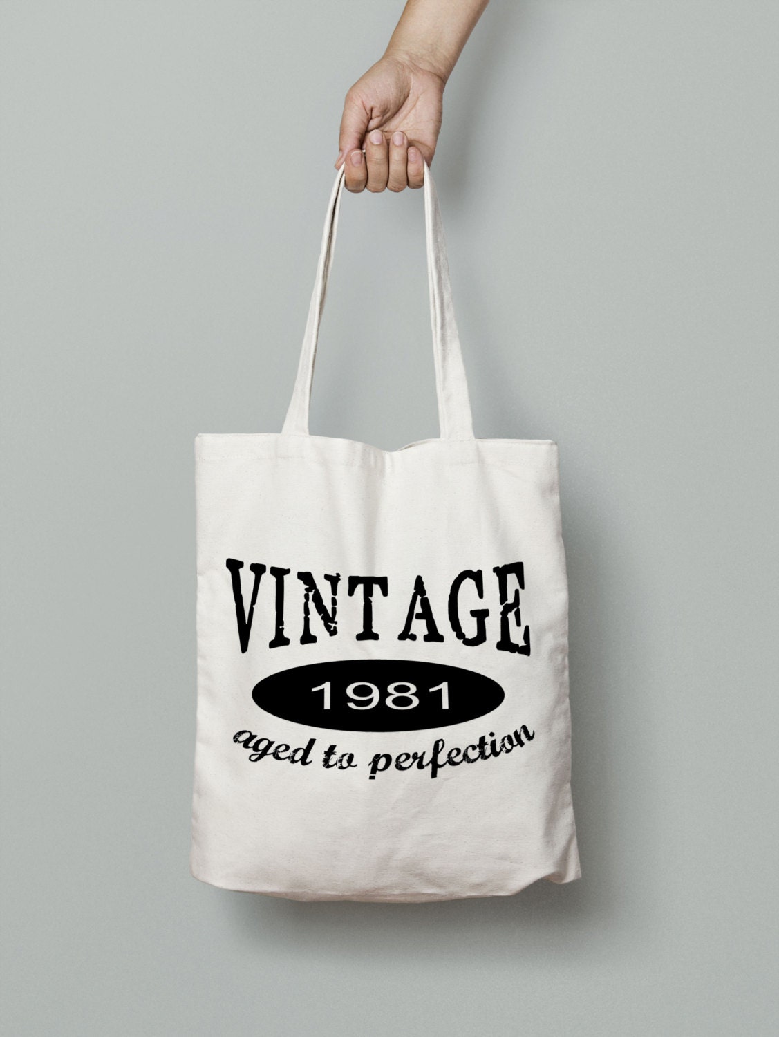 Personalized Bag Canvas Tote Bag Birthday Gift Bag Aged