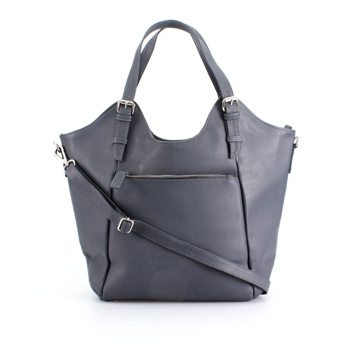 Gray Leather Handbag Bag Purse Tote