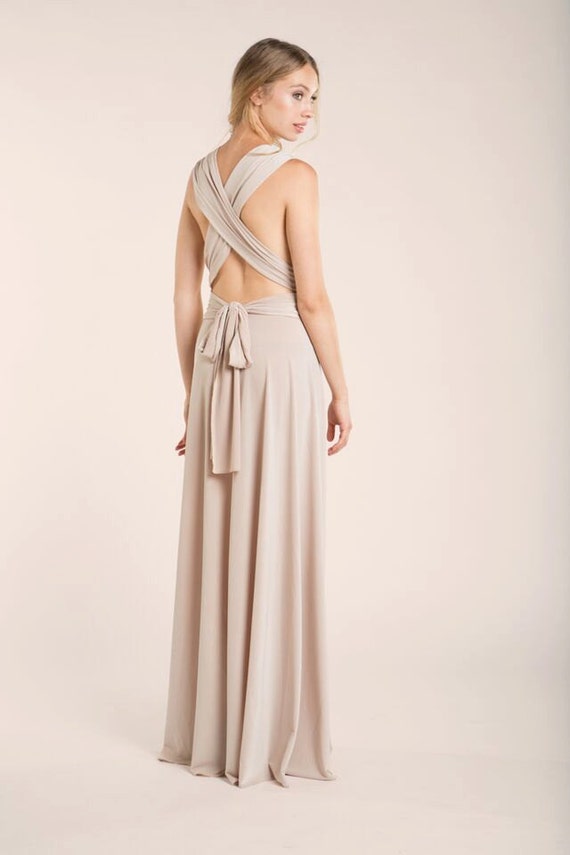 Bridesmaid long dress beige bridesmaids dresses backless