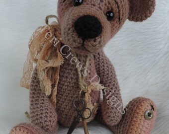 Prim Teddy Bear Crochet Pattern by Teri Crews