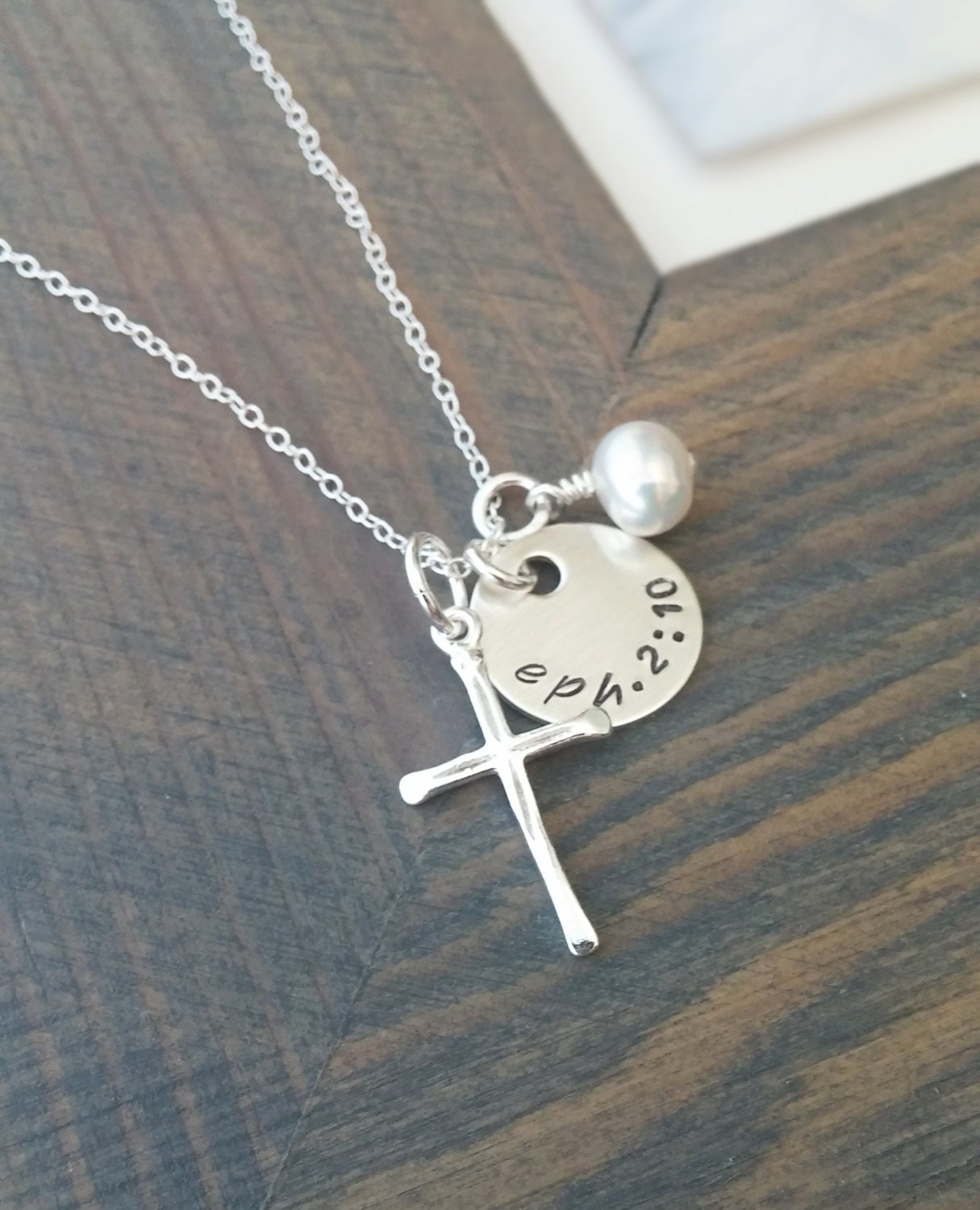 Bible Verse Necklace // Sterling Silver Cross Necklace