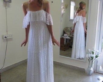 Long Sleeve Crochet Lace Boho Wedding Dress Plunge Daughters Of