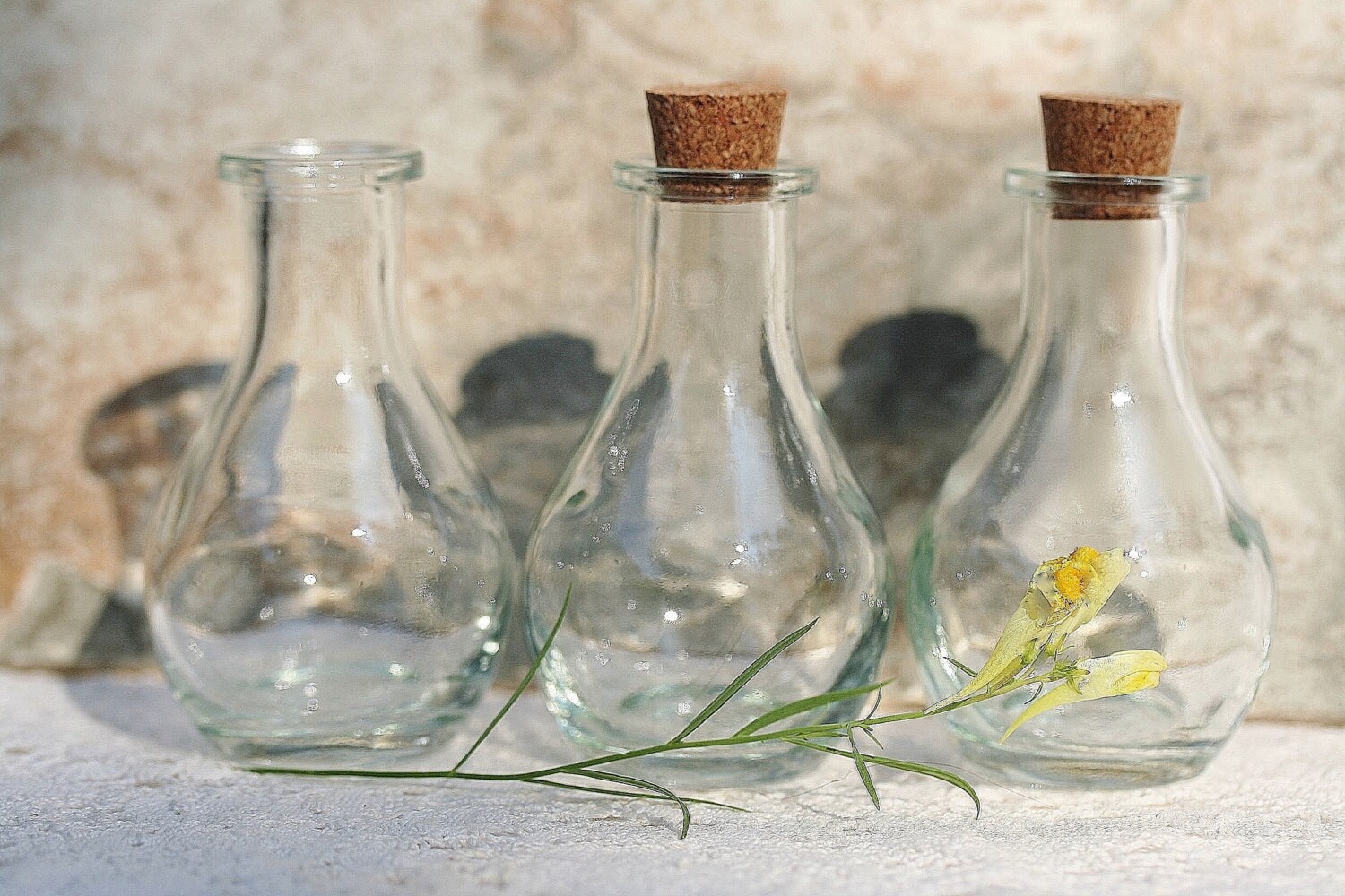 10 Corked Glass Bottles 2 Oz 3 Inches Tall Empty Bottles