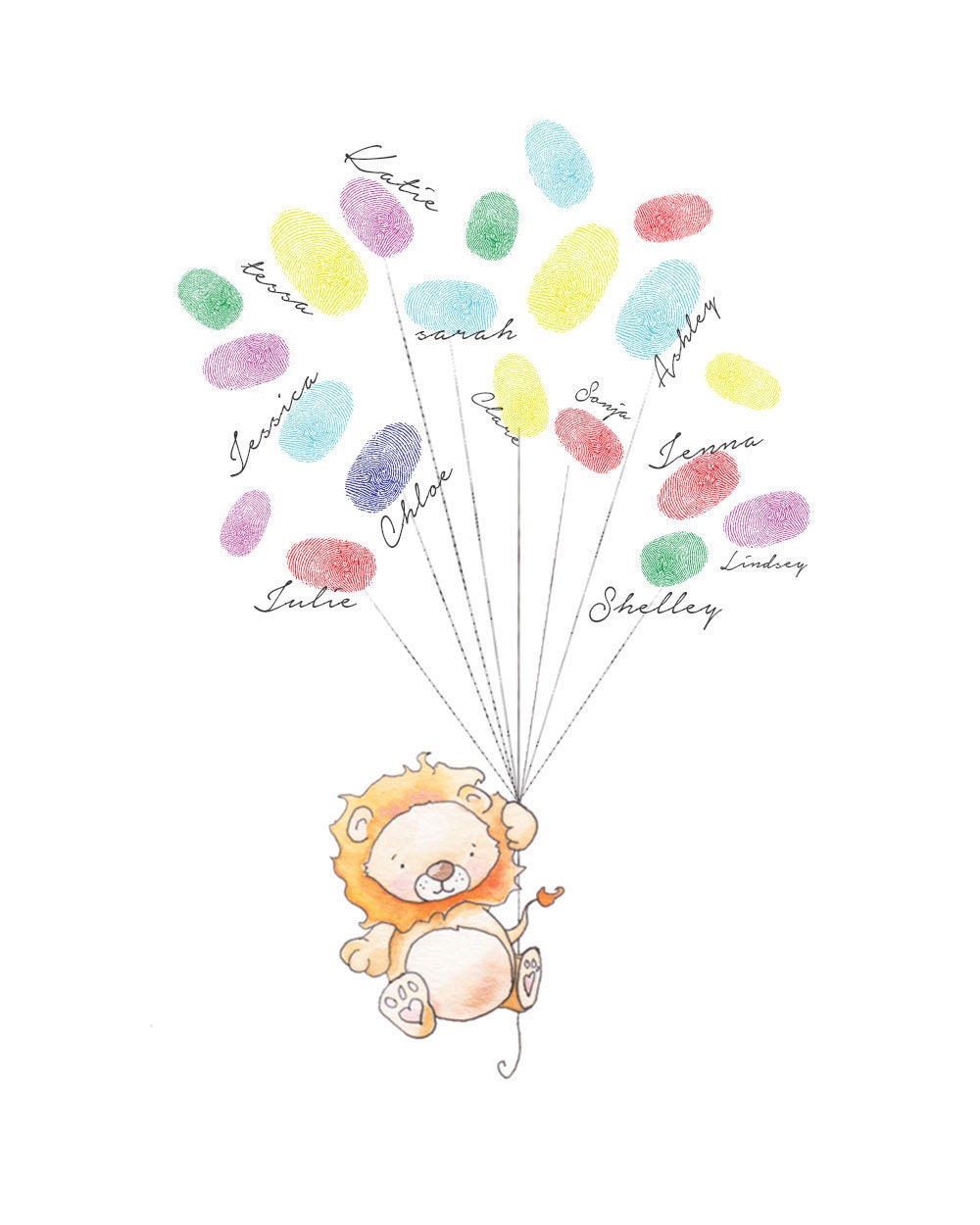 Baby Shower Fingerprint Balloons Animal Baby by BrilliantCritter